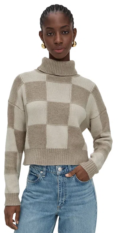Splendid Thea Checkerblock Sweater P Oak H/cap Htr