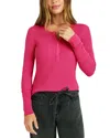 Splendid Thermal Forever Henley In Fuchsia