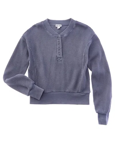 Splendid Thermal Henley Sweatshirt In Blue