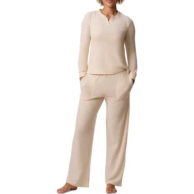 Splendid Thermal Knit Pajamas In Pink Tint