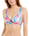 Splendid Tie-front Banded Halter Bikini Top In Blue