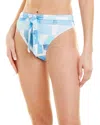 Splendid Tie-front High-leg Bikini Bottom In Blue