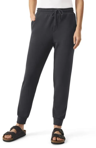Splendid Tie Waist Waffle Stitch Scuba Joggers In Black