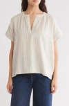 Splendid Tina Linen & Cotton Top In Fawn Stripe