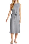 Splendid Tommie Sleeveless Side Rib Midi Dress In Grey Mist