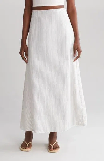 Splendid Tuileries Maxi Skirt In White/almond Stripe