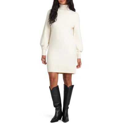 Splendid Turtleneck Long Sleeve Sweater Dress In Snow