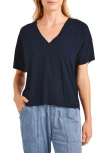 Splendid V-neck Jersey T-shirt In Navy