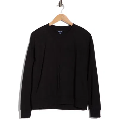 Splendid Velvet Trim Sweater In Black