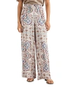 Splendid Venice Scarf Print Wide Leg Cargo Pants In Blue
