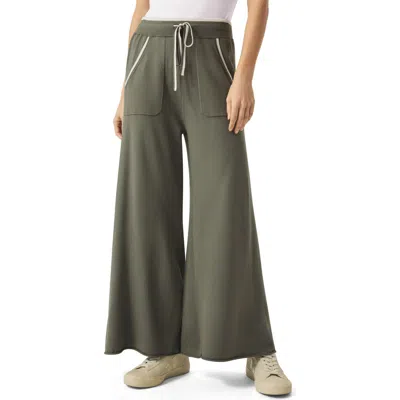 Splendid Veronica Crop Wide Leg Sweater Knit Pants In Green