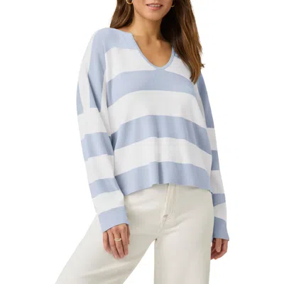 Splendid Veronica Stripe Sweater In White/seaport