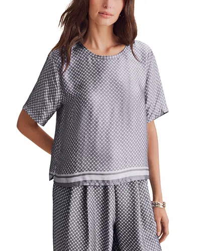 Splendid Violet Printed Short Sleeve Top In Blue