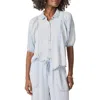 Splendid Violet Puff Sleeve Denim Shirt In Bleached Indigo