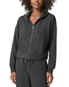 Splendid Waffle Knit Scuba Zip Up Hoodie In Lead