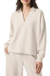 Splendid Waffle Scuba Collared Sweatshirt In Moonstone