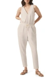 Splendid X Cella Jane Surplice Linen-blend Jumpsuit In Moonstone