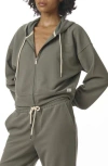Splendid Waffle Stitch Front Zip Hoodie