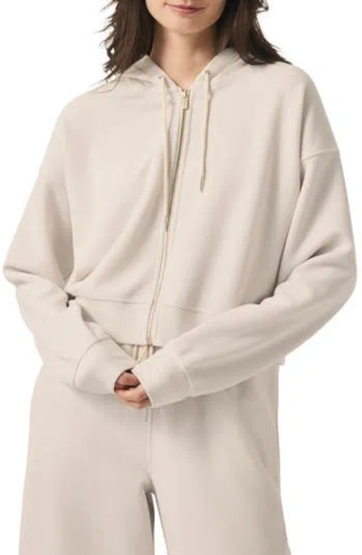 Splendid Waffle Scuba Knit Full Zip Hoodie In Neutral