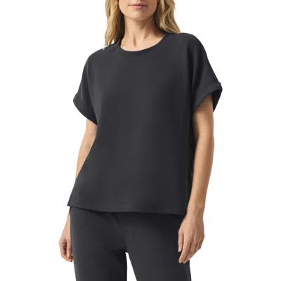 Splendid Waffle Scuba Knit Short Sleeve Sweatshirt