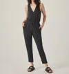 Splendid Waffle Scuba Tank Jumpsuit In Lead