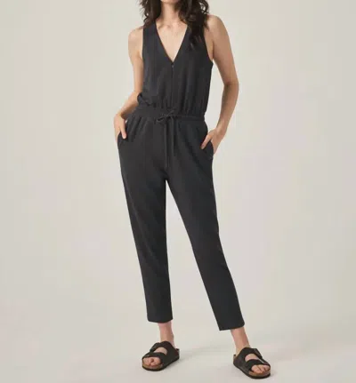 Splendid Waffle Scuba Tank Jumpsuit In Lead