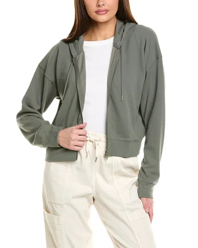 Splendid Waffle Scuba Zip Hoodie In Green