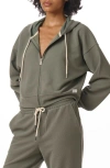 Splendid Waffle Stitch Front Zip Hoodie In Soft Vob