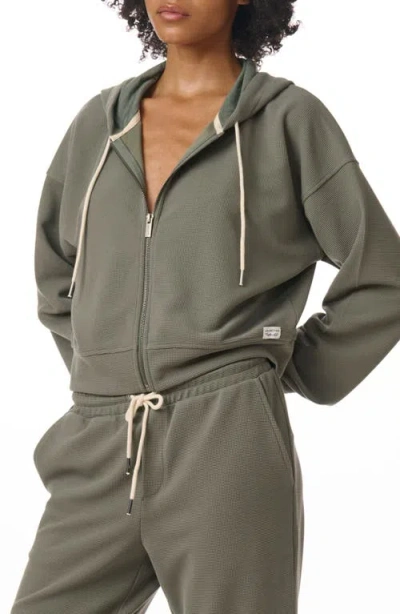 Splendid Waffle Stitch Front Zip Hoodie In Soft Vob