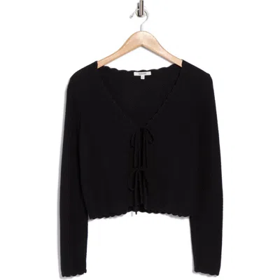 Splendid Wendy Tie Front Cotton & Silk Blend Cardigan In Black