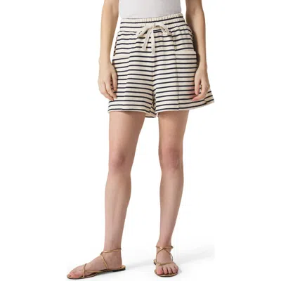 Splendid Whitney Stripe French Terry Shorts In Navy/white