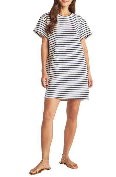 Splendid Whitney Stripe T-shirt Dress In Navy/white