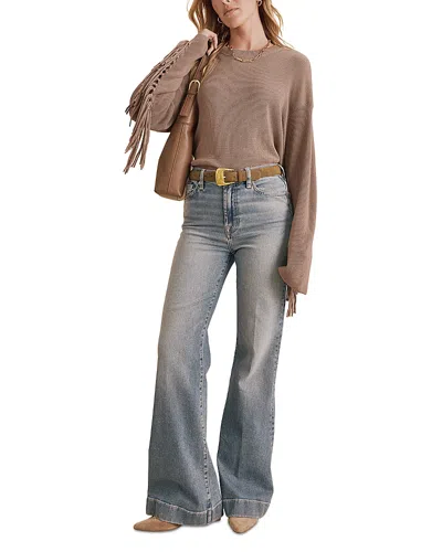 Splendid Willow Fringe Sleeve Sweater In Brown