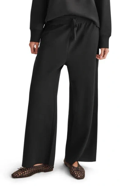 Splendid Winslow Crop Wide Leg Sweatpants In Black