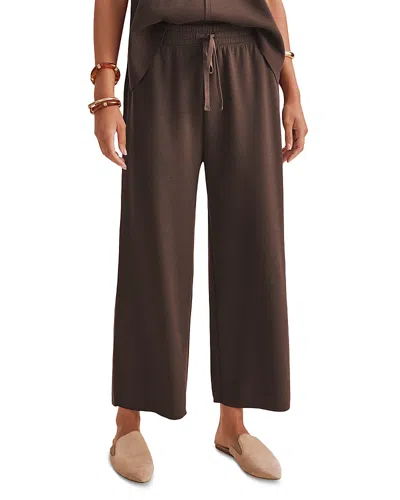 Splendid Winslow Crop Wide Leg Sweatpants In Brown