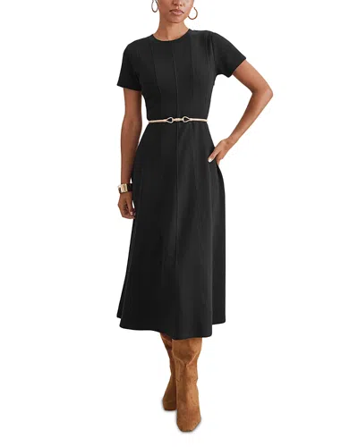 Splendid Winslow Short Sleeve Midi Dress In Black