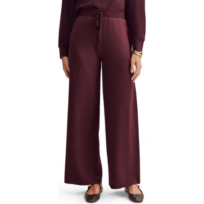 Splendid Winslow Tie Waist Wide Leg Sweatpants In Burgundy