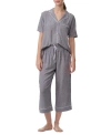 SPLENDID WOMEN'S 2-PC. NOTCHED-COLLAR CROPPED PAJAMAS SET