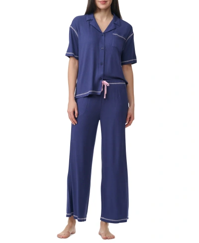 Splendid Women's 2-pc. Notched-collar Pajamas Set In Deep Cobalt