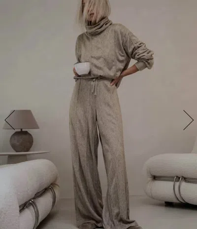 Splendid Women's Cable Lounge Wide Leg Pant In Beige In Gray
