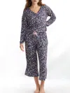 Splendid Cardigan Knit Cropped Pajama Set In Blue
