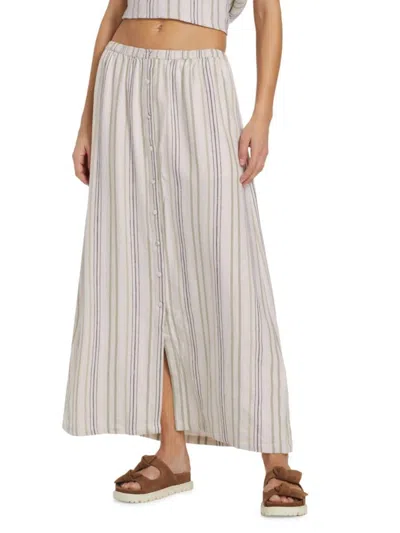 SPLENDID WOMEN'S DEMI STRIPED LINEN-BLEND MAXI SKIRT