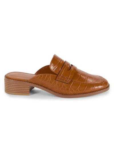 Splendid Women's Dora Croc-embossed Penny Loafer Mules In Caramel