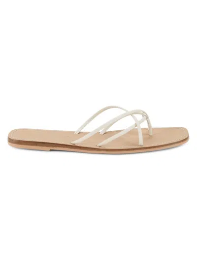 Splendid Fern Womens Leather Strappy Thong Sandals In Ivory