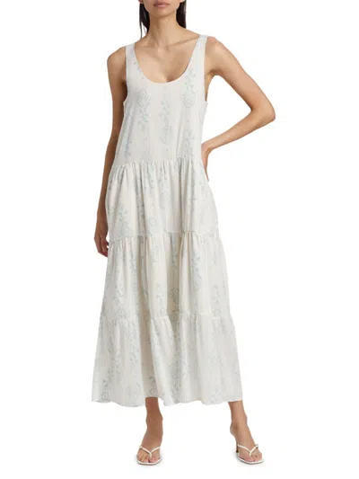 Splendid Women's Floral Tiered Swing Maxi Dress In White