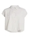Splendid Gabrielle Cotton Blend Gingham Button-up Shirt In White