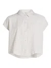 Splendid Gabrielle Cotton Blend Gingham Button-up Shirt In White Sand