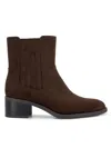 Splendid Women's Jillian 50mm Suede-look Block-heel Booties In Brown