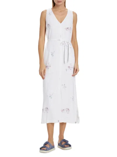 Splendid Women's Loretta Floral V-neck Midi Dress In White
