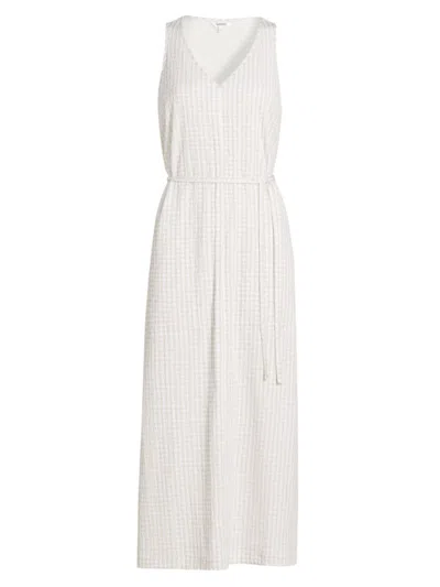 Splendid Loretta Gingham Seersucker Maxi Dress In White Sand White